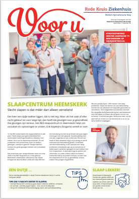 Voorblad 'Voor U' editie april 2024. Getiteld: "Slaapcentrum Heemskerk"